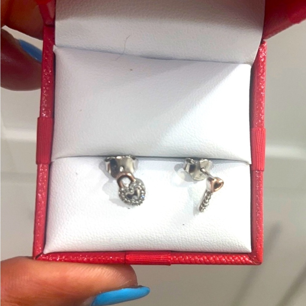 Diamond Lock & Key Mismatch Stud Earrings
